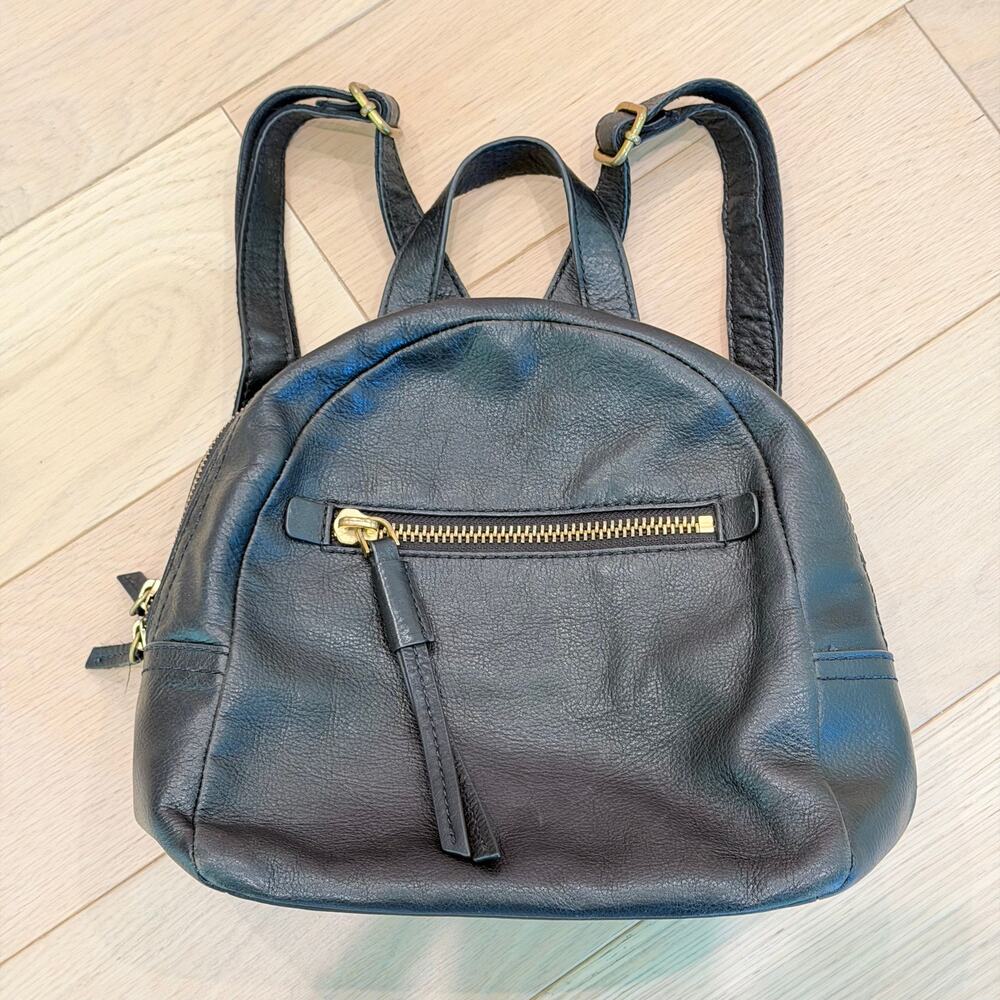 Fossil Megan Women's Mini Backpack Black Pebbled Leather Shoulder Bag Purse